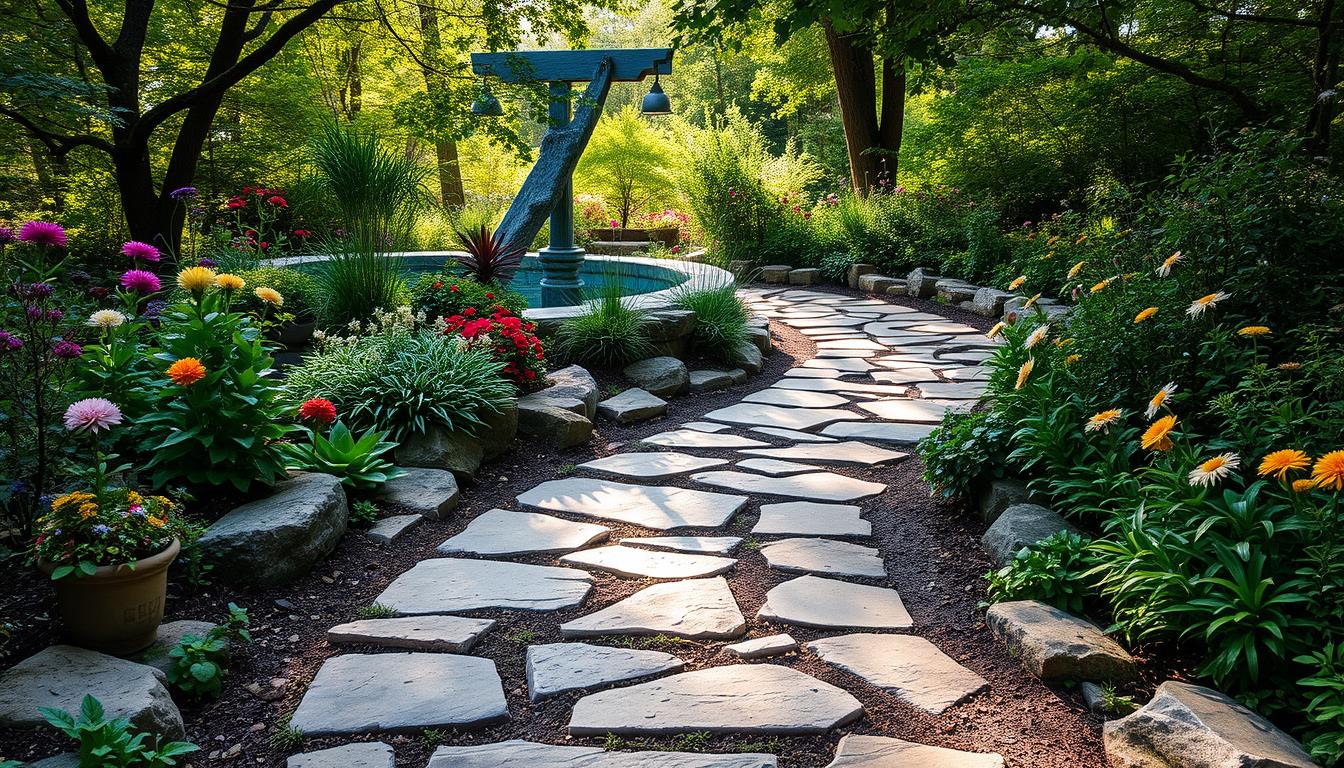 ścieżka ogrodowa z kamieni