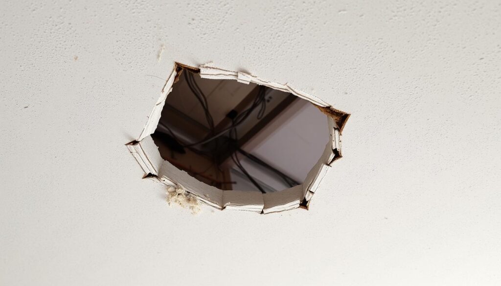 dziura w suficie podwieszanym