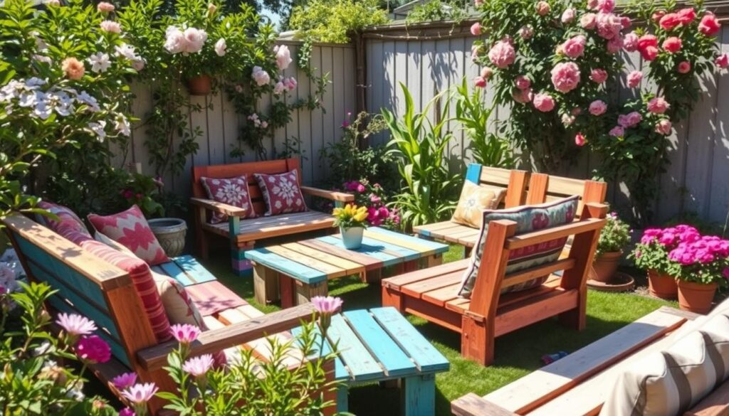 meble ogrodowe z palet malowanie