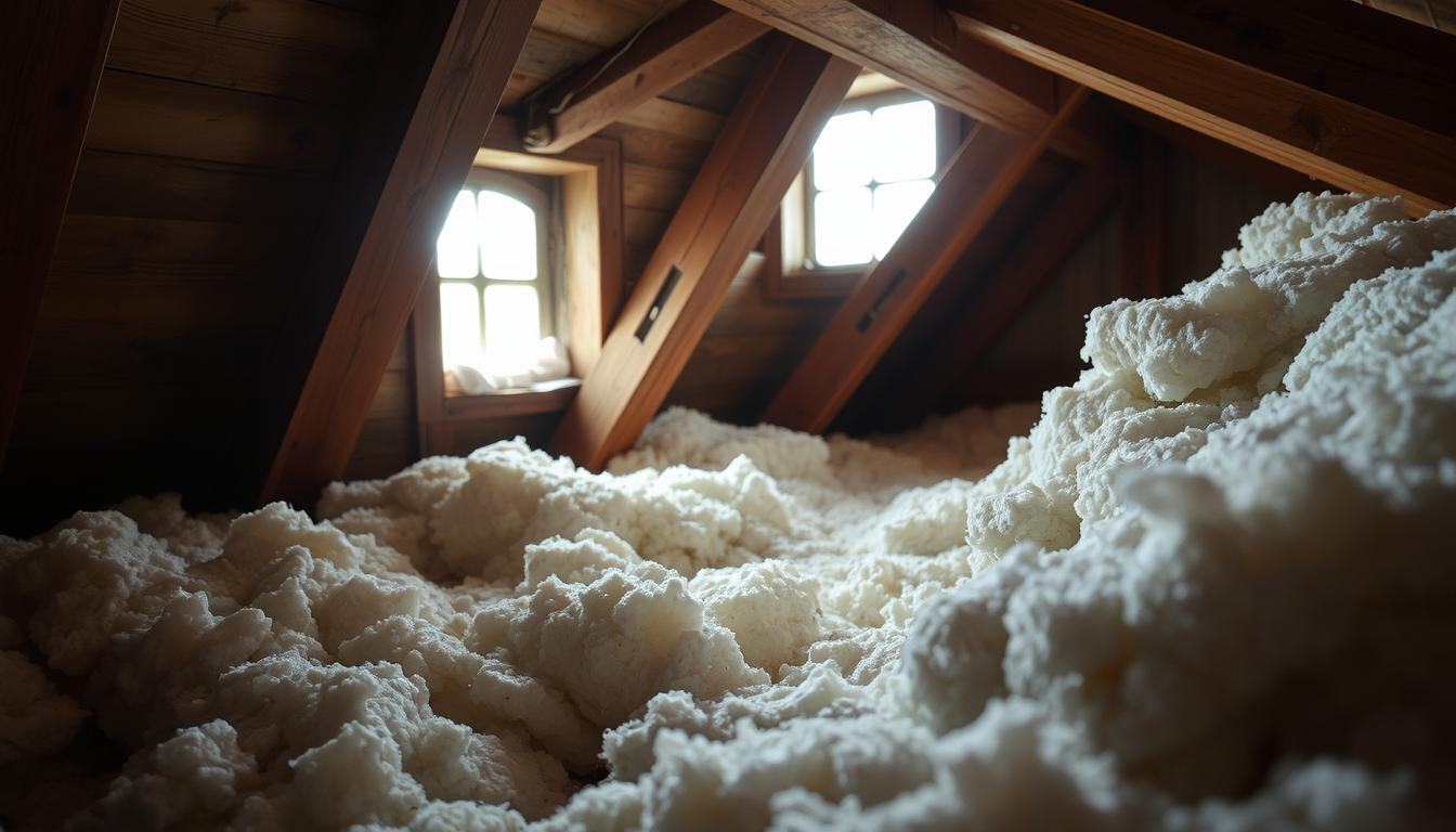 mokra wełna na poddaszu