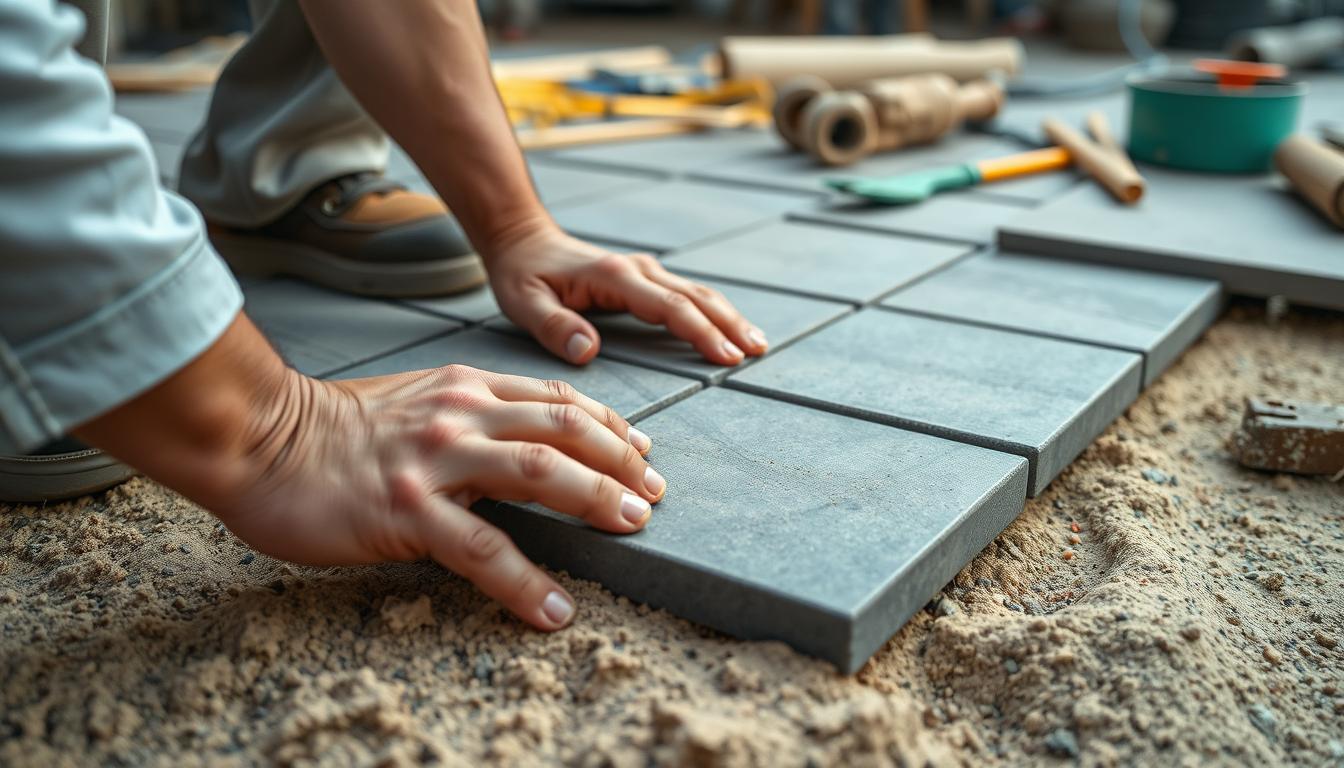 układanie płyt chodnikowych na podsypce z piasku