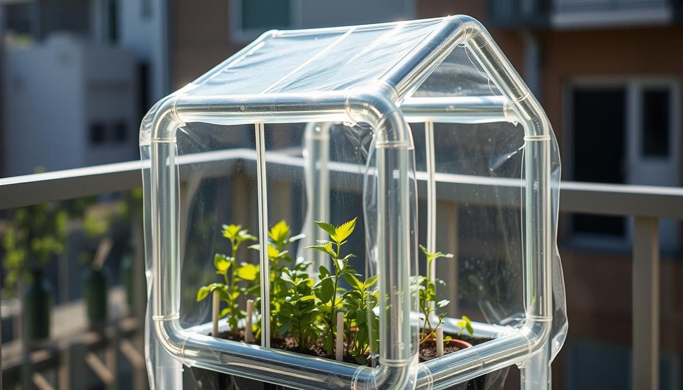 mini szklarnia na balkon z folii i PVC