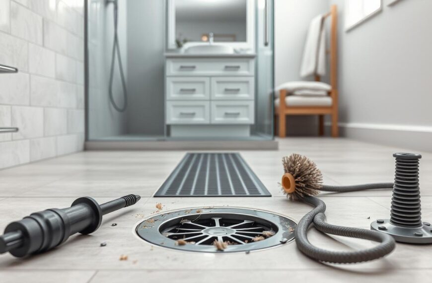 udrażnianie odpływu liniowego w kabinie prysznicowej