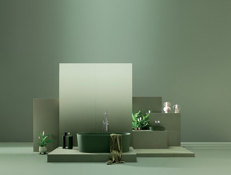 Zielone płytki Tubądzin z kolekcji Cielo e Terra