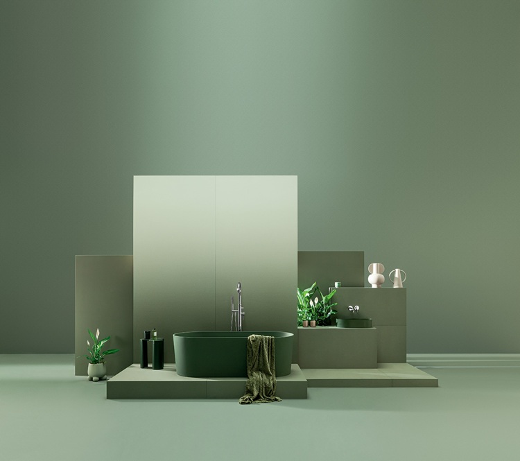 Zielone płytki Tubądzin z kolekcji Cielo e Terra