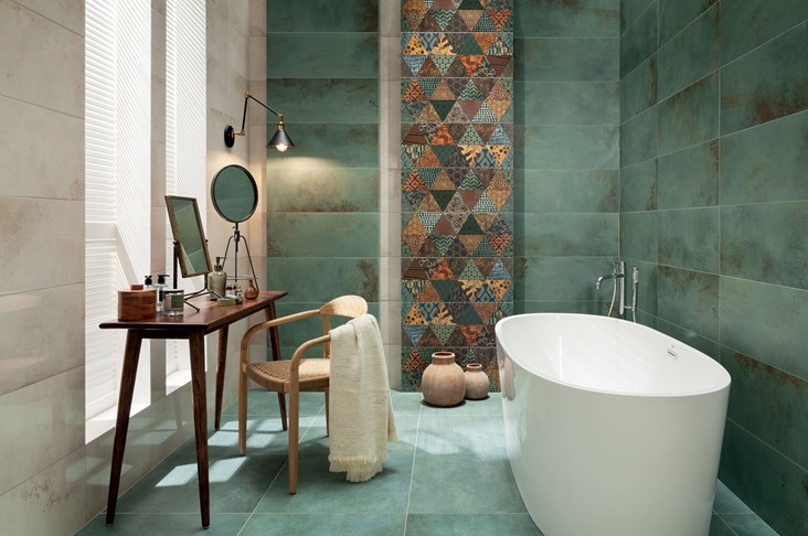 Tubądzin: zielone płytki z kolekcji Goldgreen