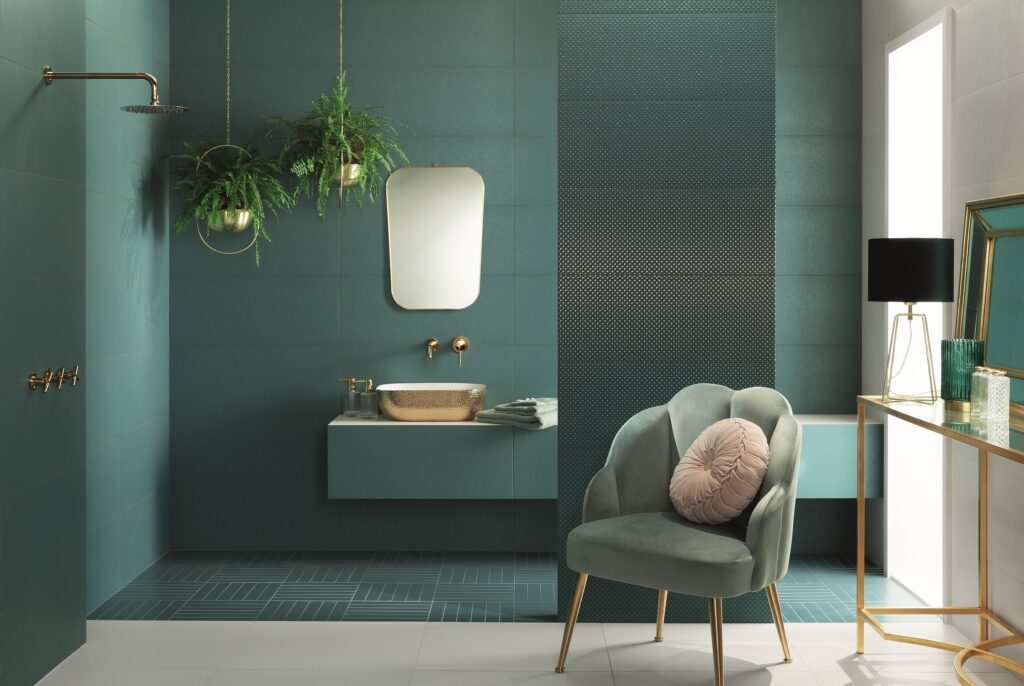 Zielone płytki do łazienki z kolekcji My Tones