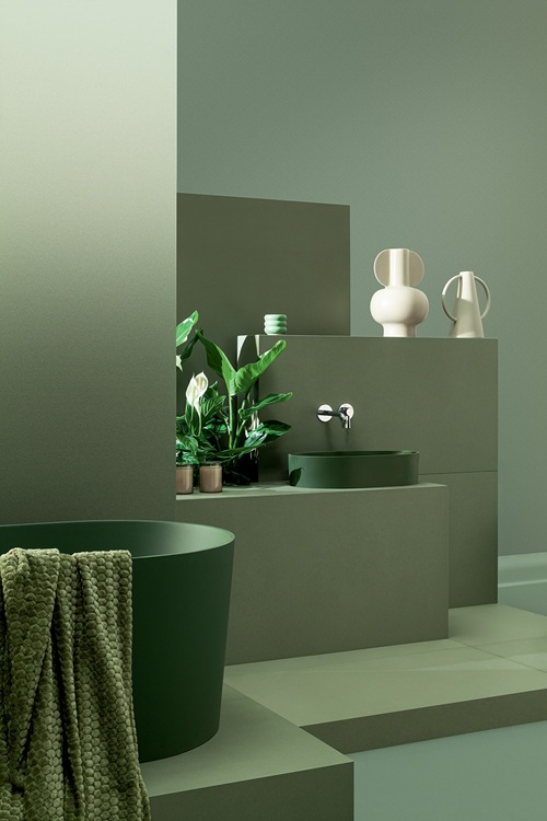 Tubądzin: zielone płytki do łazienki z kolekcji Cielo e Terra