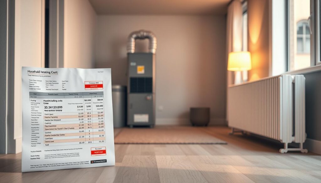 A photorealistic image of a side-by-side comparison of household heating costs for a 35 square meter apartment, using natural gas and electric heating systems. The scene is set in a modern, minimalist interior with clean lines and neutral colors, captured with an iPhone 16 Pro Max. The foreground features detailed energy bills and cost breakdowns for gas and electricity, with clear graphs and charts to illustrate the differences. The background showcases the apartment's heating appliances, such as a gas furnace and electric baseboard heaters, bathed in warm, directional lighting to create a sense of depth and atmosphere. The overall tone is informative and analytical, inviting the viewer to closely examine the data and understand the factors driving the variation in heating expenses. A photorealistic image of a side-by-side comparison of household heating costs for a 35 square meter apartment, using natural gas and electric heating systems. The scene is set in a modern, minimalist interior with clean lines and neutral colors, captured with an iPhone 16 Pro Max. The foreground features detailed energy bills and cost breakdowns for gas and electricity, with clear graphs and charts to illustrate the differences. The background showcases the apartment's heating appliances, such as a gas furnace and electric baseboard heaters, bathed in warm, directional lighting to create a sense of depth and atmosphere. The overall tone is informative and analytical, inviting the viewer to closely examine the data and understand the factors driving the variation in heating expenses.