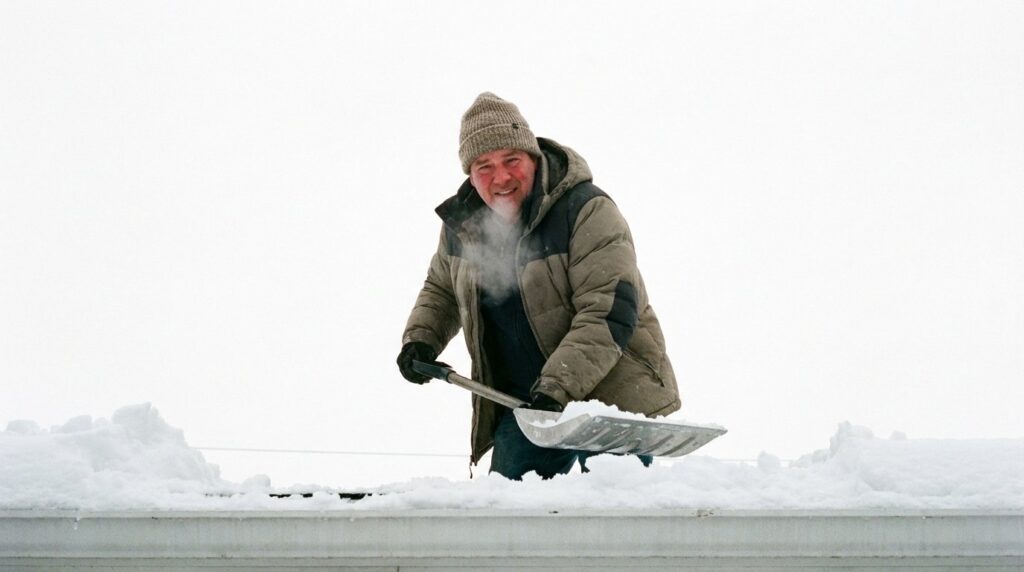 Usuwanie śniegu z dachu