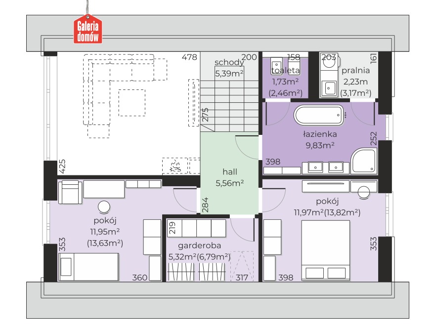 Dom przy Alabastrowej 66 – rzut poddasza