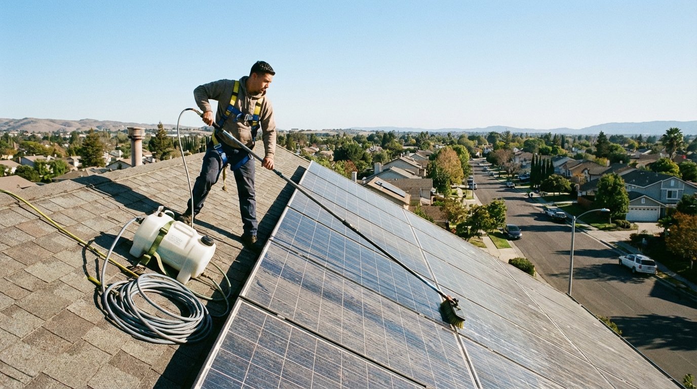 Mycie paneli PV na dachu – czy wystarczy woda demineralizowana?