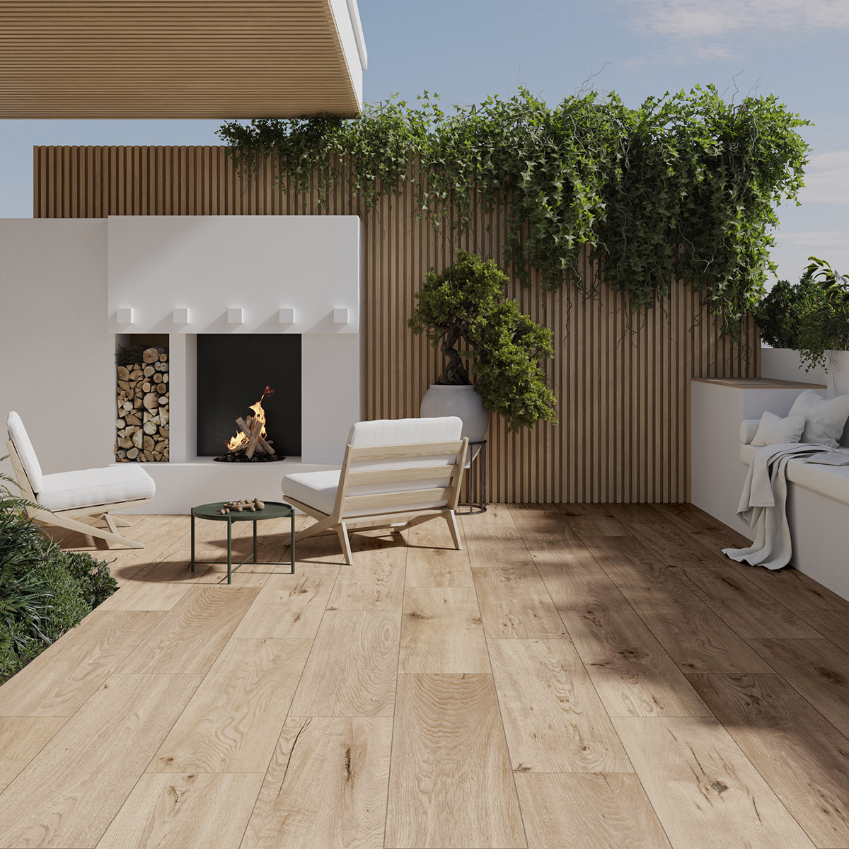 Taras z drewnianych płyt tarasowych