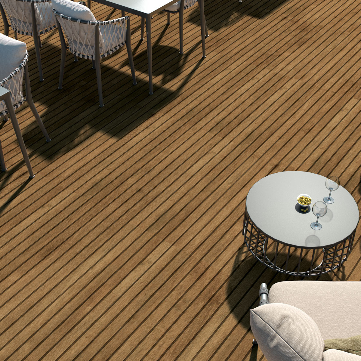 Taras z gresu imitującego drewno