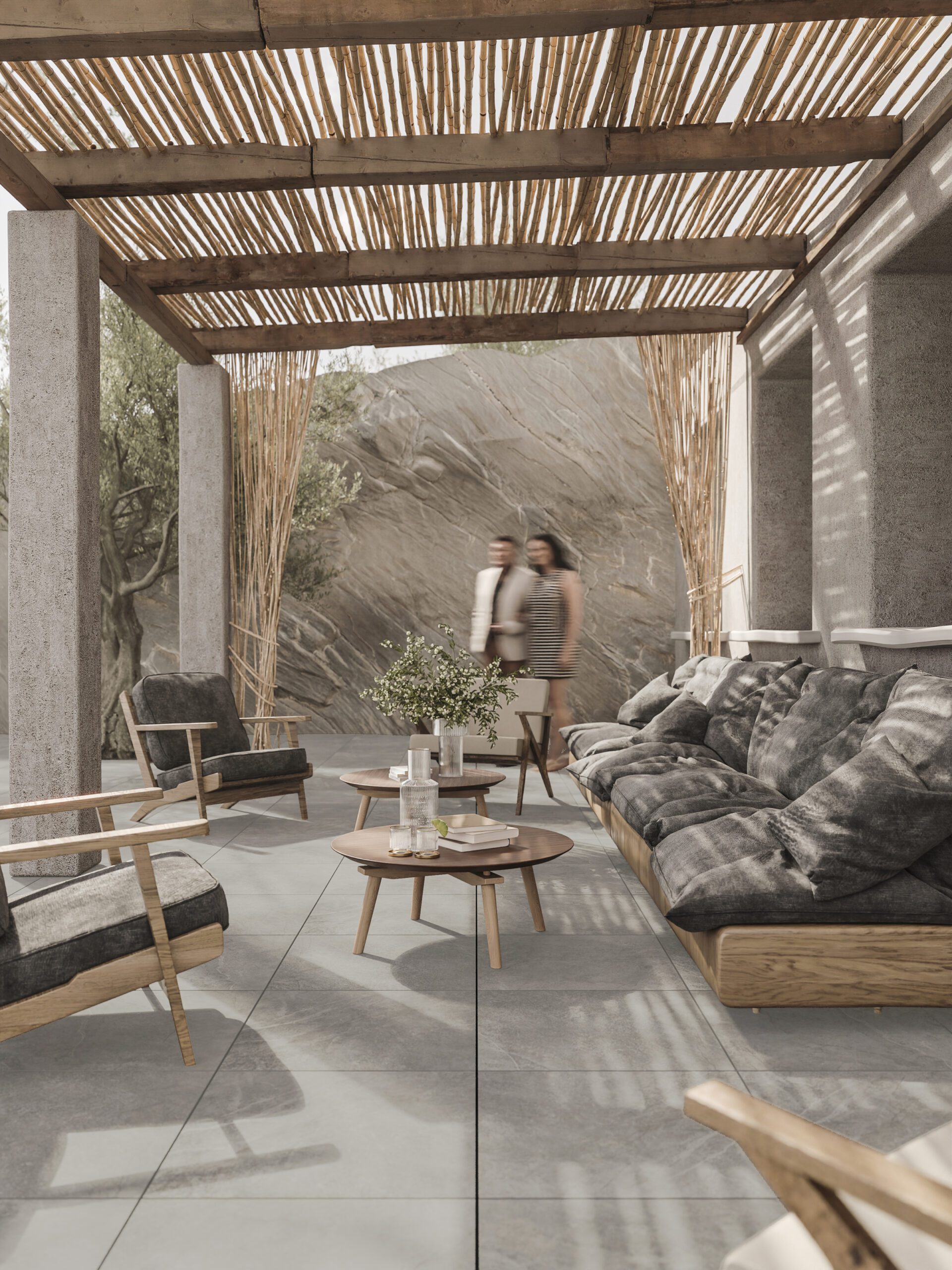 Taras z płyt tarasowych szarych