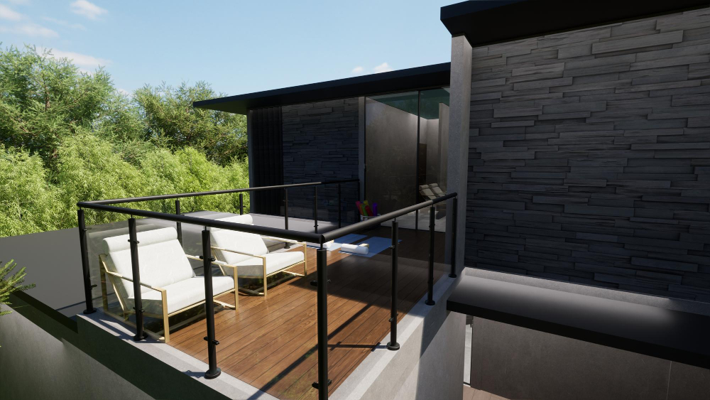 mały balkon w nowoczesnym domu | balustrady balkonowe kraków